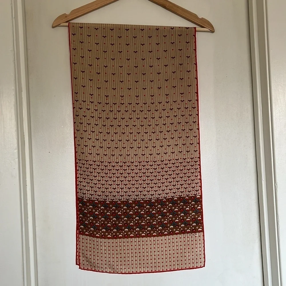 Vintage Echo Flower Long Silk Scarf